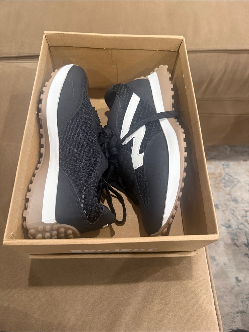 Project Cloud Women's Black Athletic Sneakers with White Accent